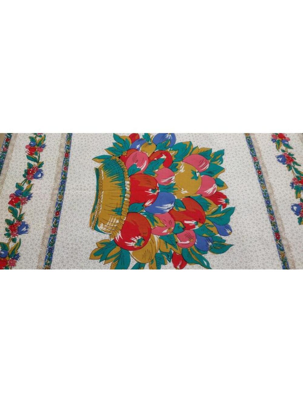 Vintage Axcess Fruit Big Scarf Fine Cotton Colorful Floral Bouquet PERFECT TABLE - Picture 11 of 16